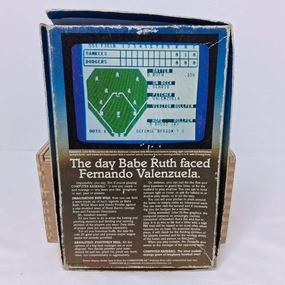 Commodore 64 Atari 48K Computer Baseball 2 Floppy Diskette Game 1981 Complete